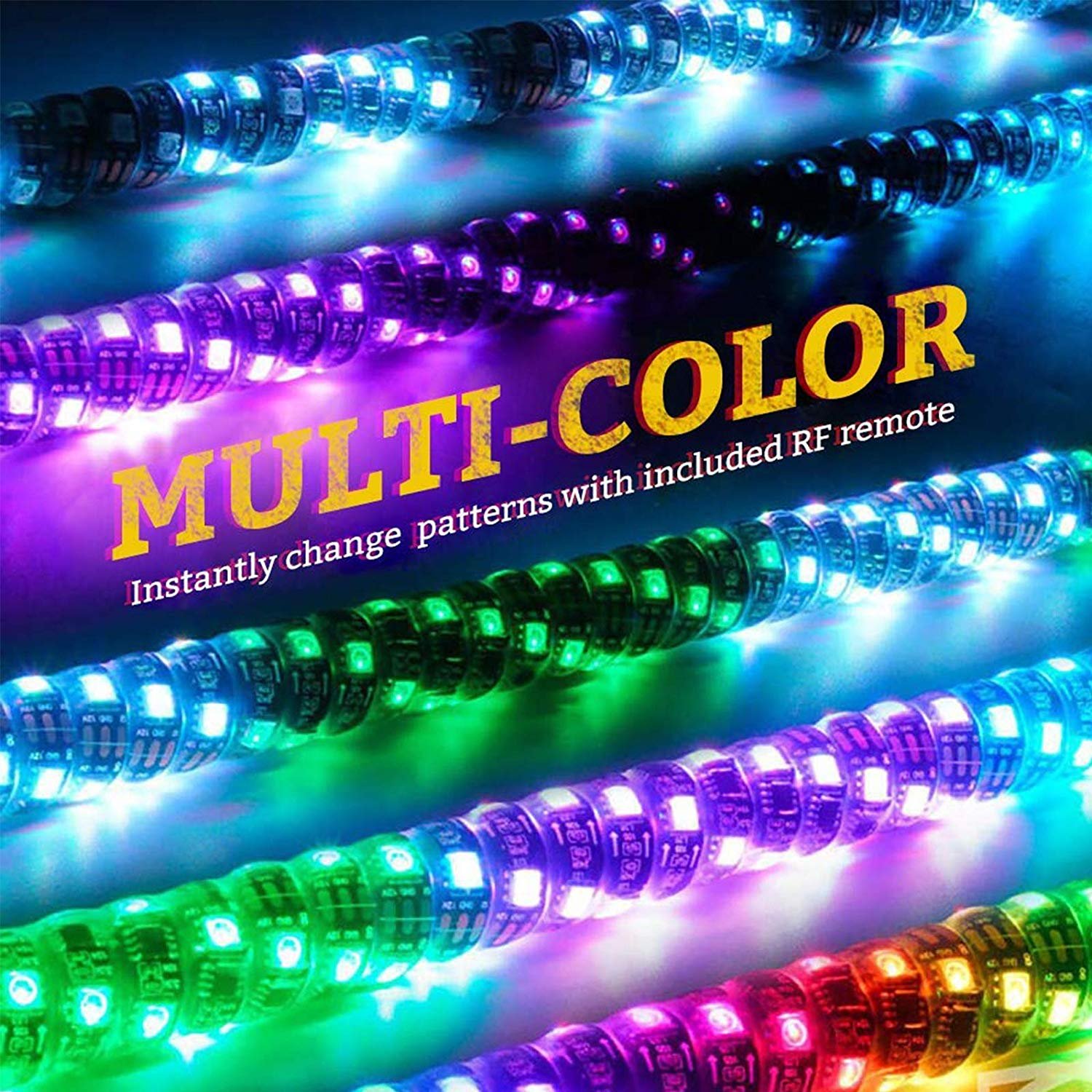 12V 3ft 5050RGB LED Whip Light Flagpole Lamp with Flag for Jeeep ATV UTV Motorcycle