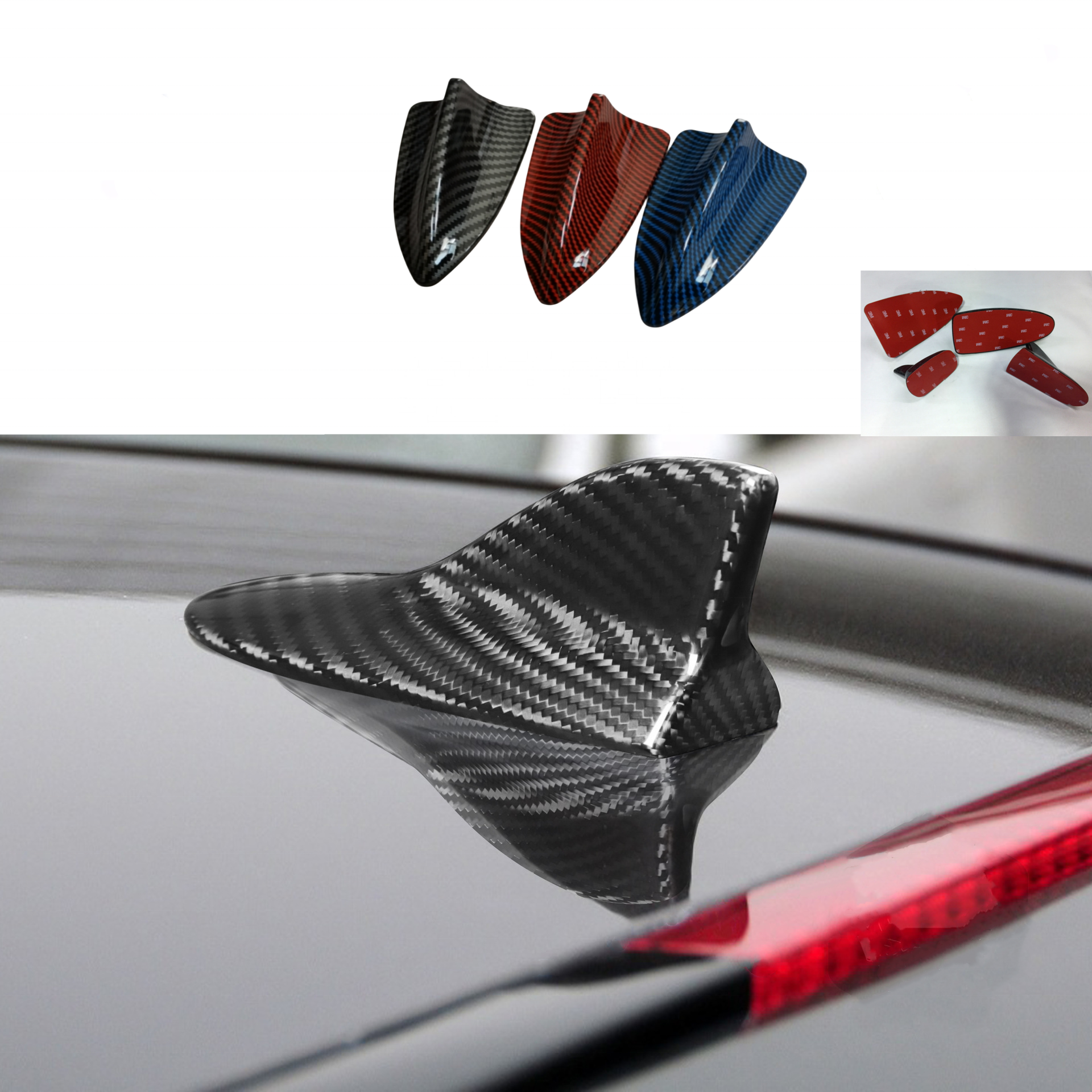 Waterproof Auto Shark Fin FM/AM/DAB Antenna Car Roof Antenna Car Decoration Antenna Universal Carbon Fiber Shark Antenna