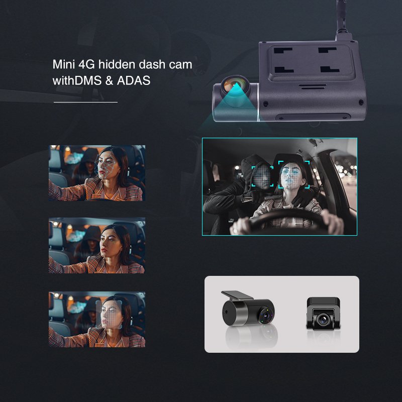 4g Dual Lens Hidden WDR IR Night Vision Car Dash Cam for Fleet Management