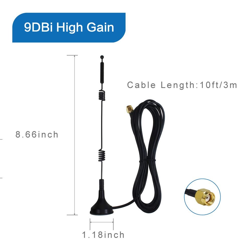Dual Band Long Range WiFi Antenna 2.4GHZ 5GHZ 5.8GHZ Magnetic Base for IP Camera Router Computer Network Wireless Range Extender
