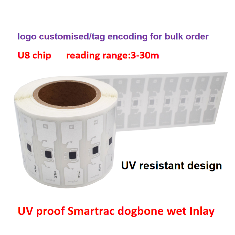 Passive Gen2 Printable RFID Dogbone UV Proof Label Long Range UHF RFID Windshield Tag Sticker for Car Vehicle System