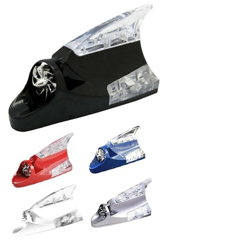 Car Truck Wind Powered Led Light Roof Antenna Shark Fin Safe Warning Flash Lamp