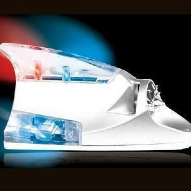 Car Truck Wind Powered Led Light Roof Antenna Shark Fin Safe Warning Flash Lamp