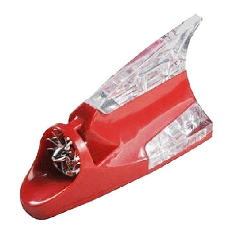 Car Truck Wind Powered Led Light Roof Antenna Shark Fin Safe Warning Flash Lamp