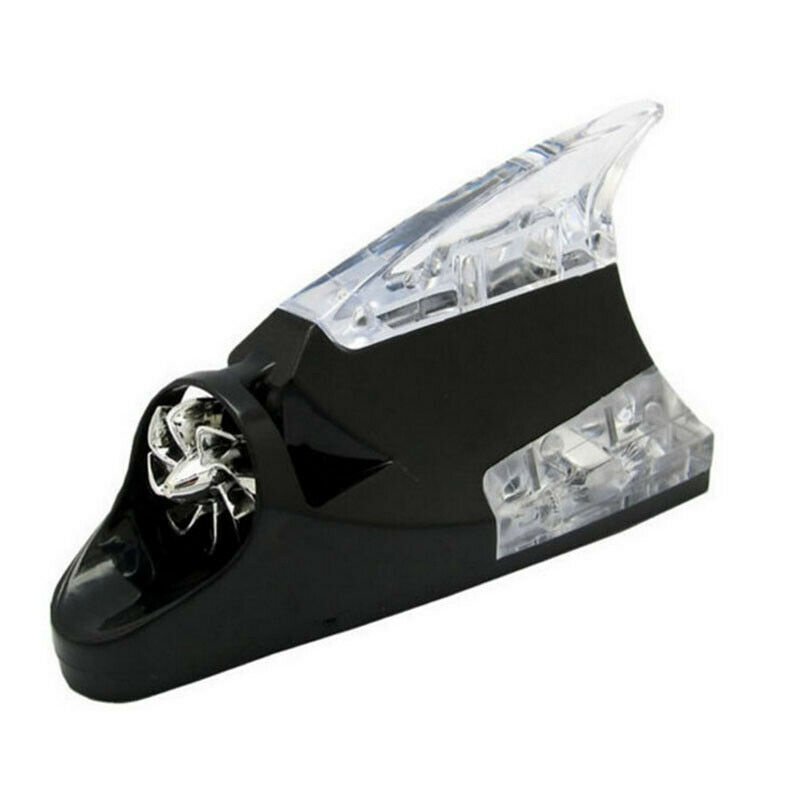 Car Truck Wind Powered Led Light Roof Antenna Shark Fin Safe Warning Flash Lamp
