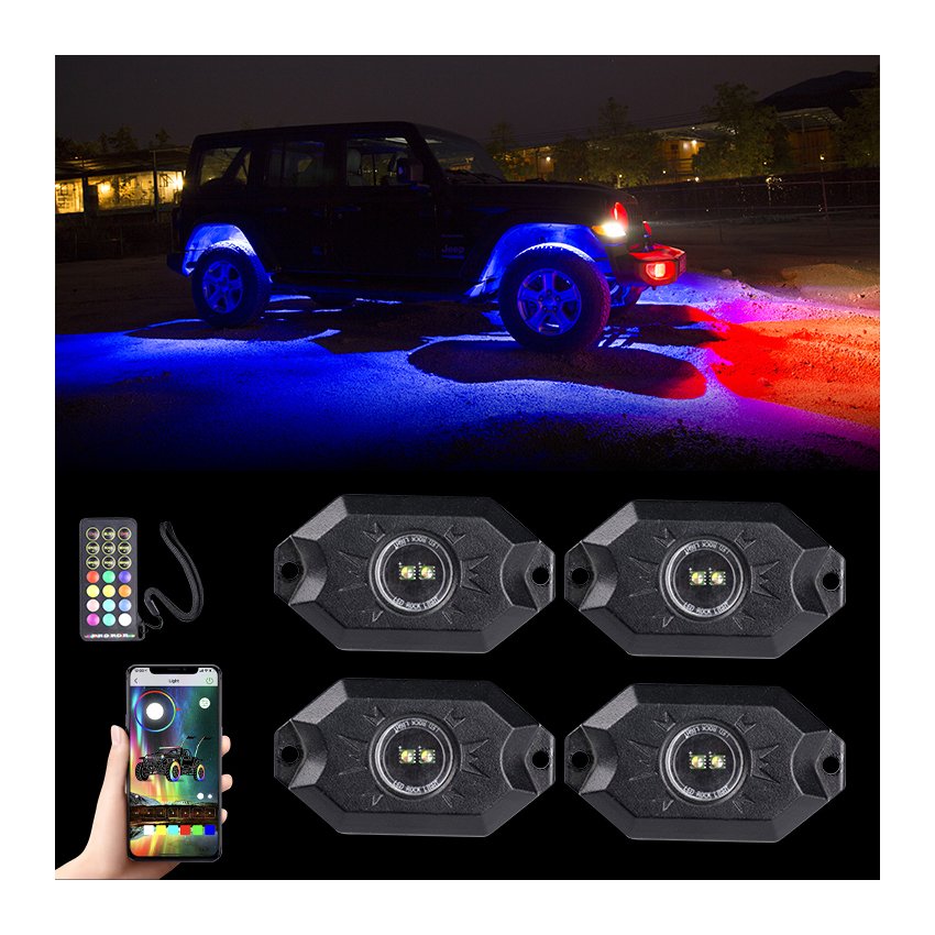 RGB and Pure White Underbody Light RGBW 4 Chassis Lights/Rock Light for ATV UTV Can Am Polaris RZR Buggy