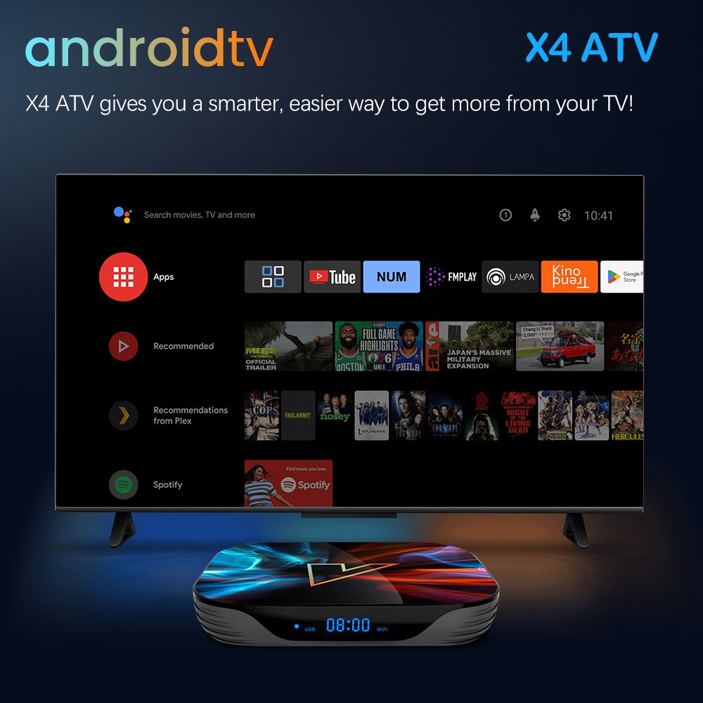 Vontar X4 Androidtv11 Smart Amlogic S905X4 Support Google Voice Input 4K@60fps AV1 1000M Tv Box ATv