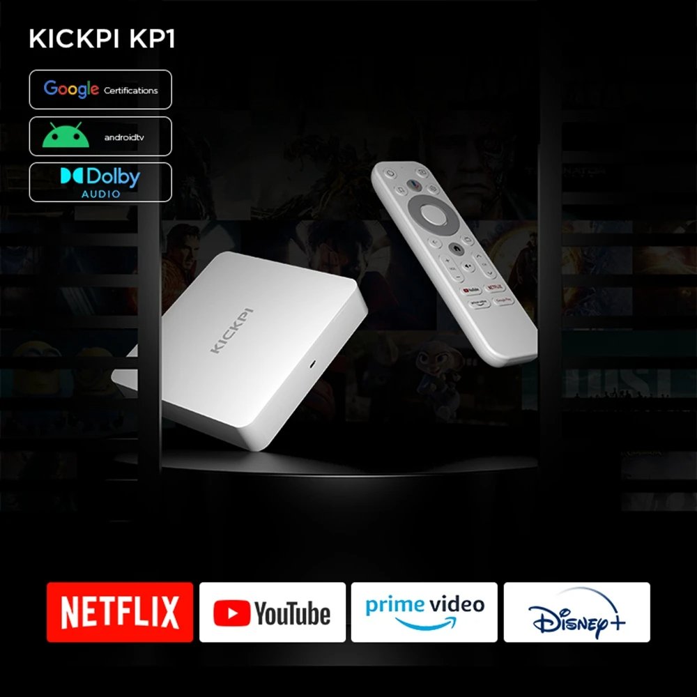KP1 Global Version 4K HDR Streaming Media Player 2/32GB 4k 1080P Quad Core Google Assistant BT Remote ATV Android TV Box
