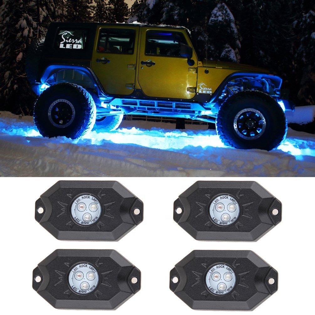 RGB LED Rock Lights Kit 4 Pods Underglow Multicolor Neon Light Pod with Bluetooth App Control MUSIC Mode for Truck ATV UTV RZR