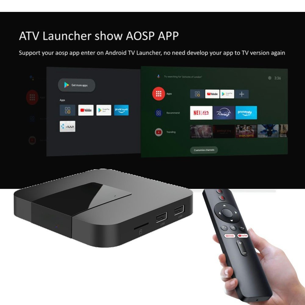 Custom H313 ATV 4K Android 10 OTT TV Box Type-C 2+16G Streaming Video WIFI Google Assistant BT Voice Remote Smart Set-top Box