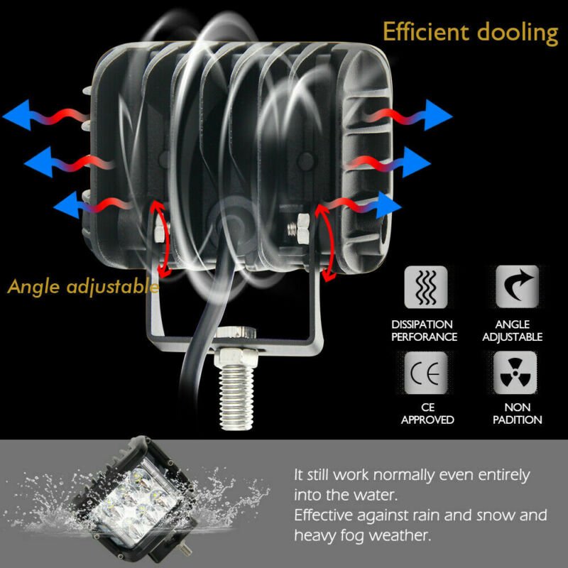 4 Inch LED Work Light Bar Cube Side Shooter Pod White Amber Strobe Lamp SUV ATV Truck Work Lights Car Accessories 12V 24V