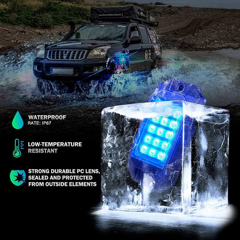 Factory Wholesale Price RGB ATV UTV SUV Rock Light APP+RF Dual Control Model LED Underlow Offroad Rock Light
