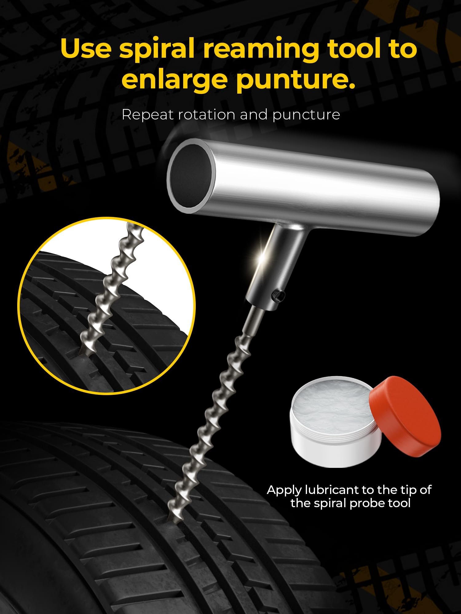 Tire Repair Kit with Plugs Fix Punctures & Plug Flats with Ease for Car, Motorcycle, ATV, UTV, RV, Trailer, Tractor, Jeep, Etc