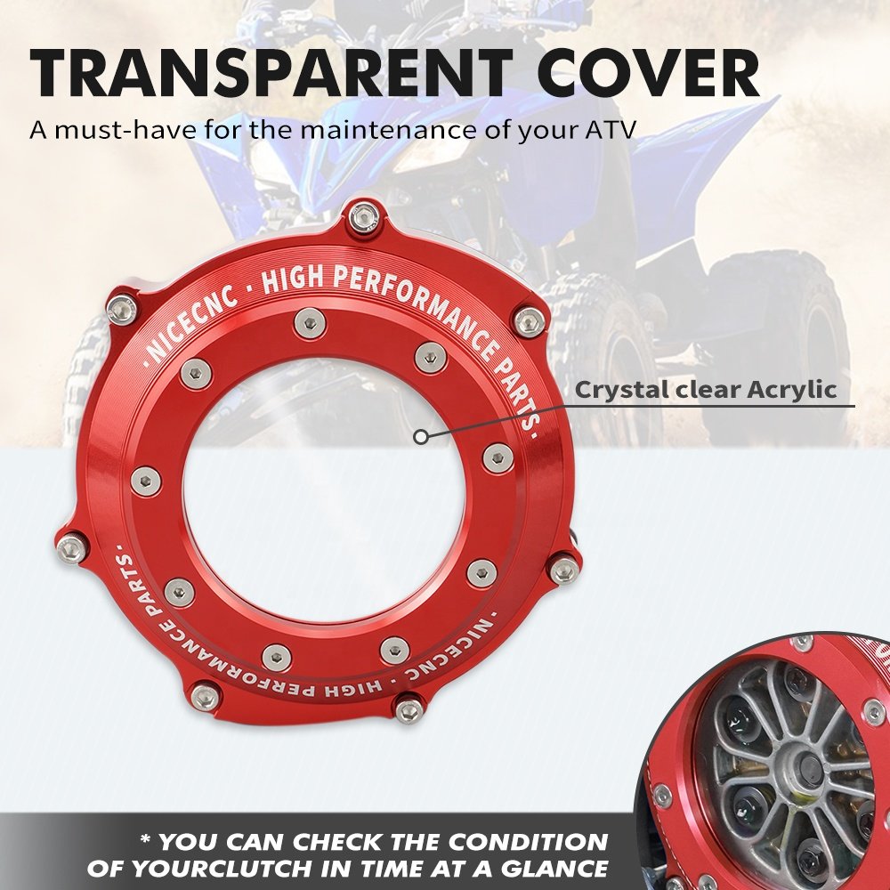 NiceCNC Aluminum Clear ATV Clutch Cover with Mounting Kit for Yamaha YFZ450R 2009-2022 2023