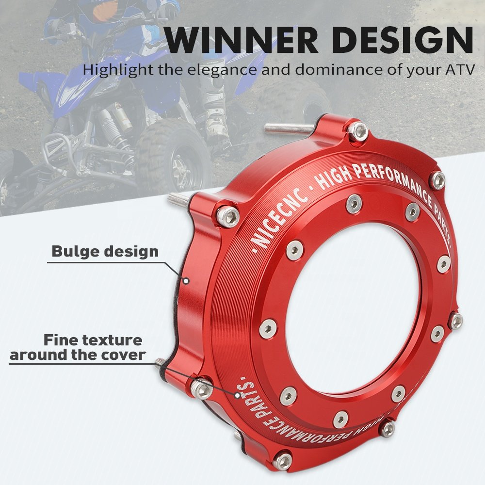 NiceCNC Aluminum Clear ATV Clutch Cover with Mounting Kit for Yamaha YFZ450R 2009-2022 2023