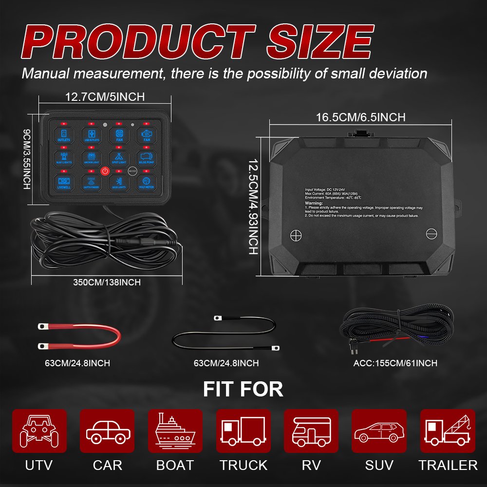 Automatic Dimmable Wifi Relay Switch Panel System Circuit Control RGB Light Switch Panel ATV Off-road 12 Gang Led Switch Panels