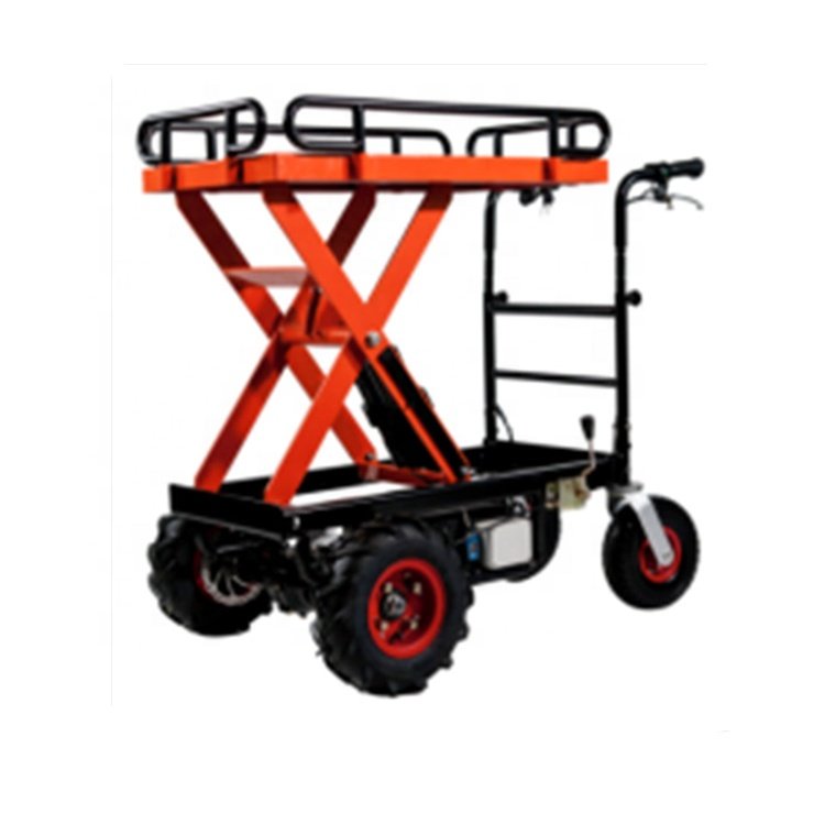 Special Vehicles 500kg Adjustable Height Lift 4 WHEELS ELECTROMOTION BARROW Hand Hydraulic Trolley Electric Push Cart