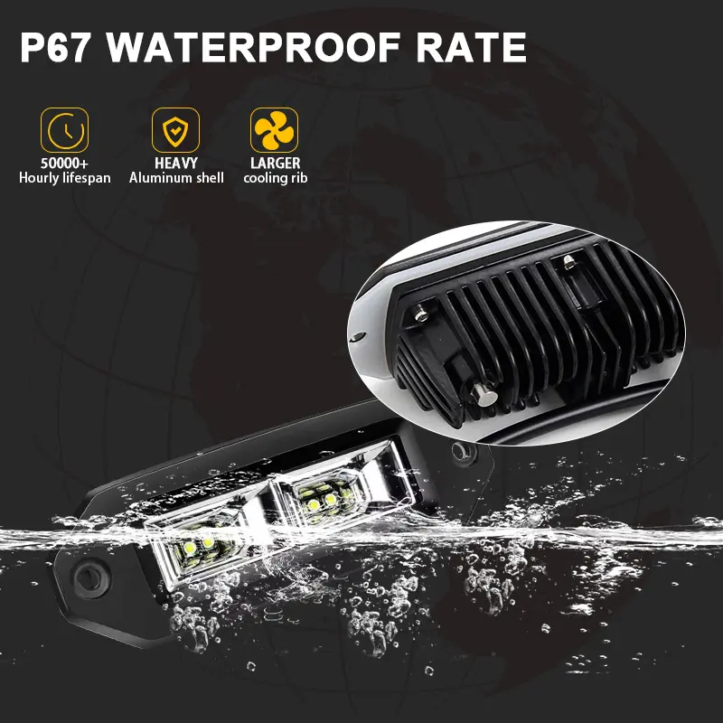 12V 24V 40W White/Yellow Flood Led Work Light Car Bar Flush Mount Led Pods Lights Auxiliary Driving for 4x4 UTV ATV SUV RV Auto