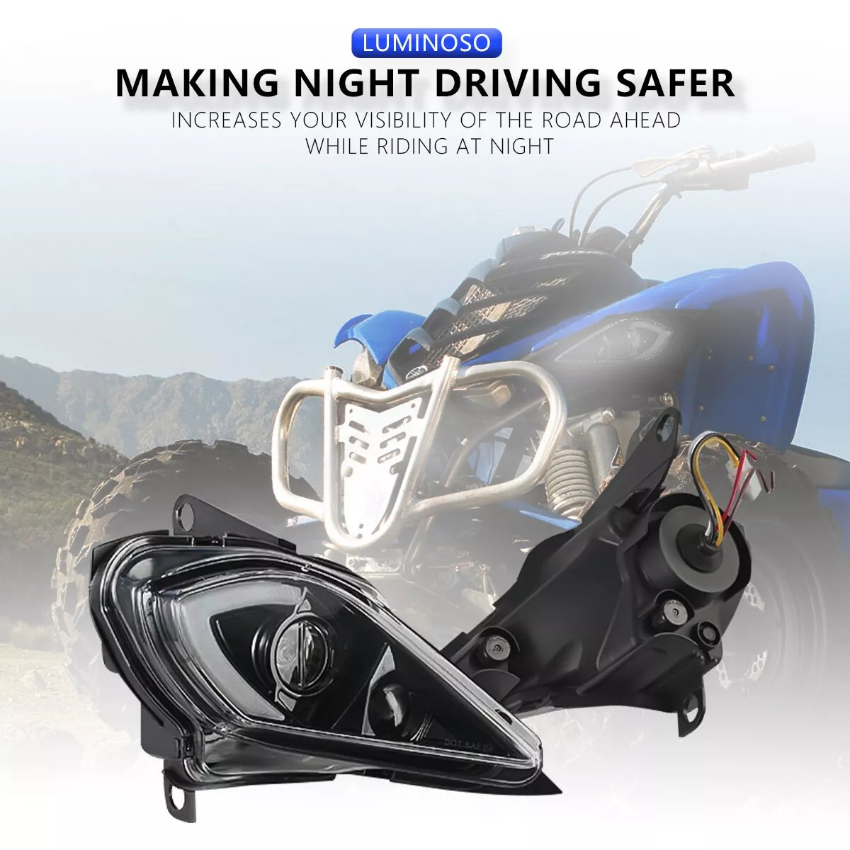 Turn Signal Marking LED Night Light Laser Projector ATV UTV Front LED Lens Headlight Assembly for Yamaha Raptor 700 2006-2022