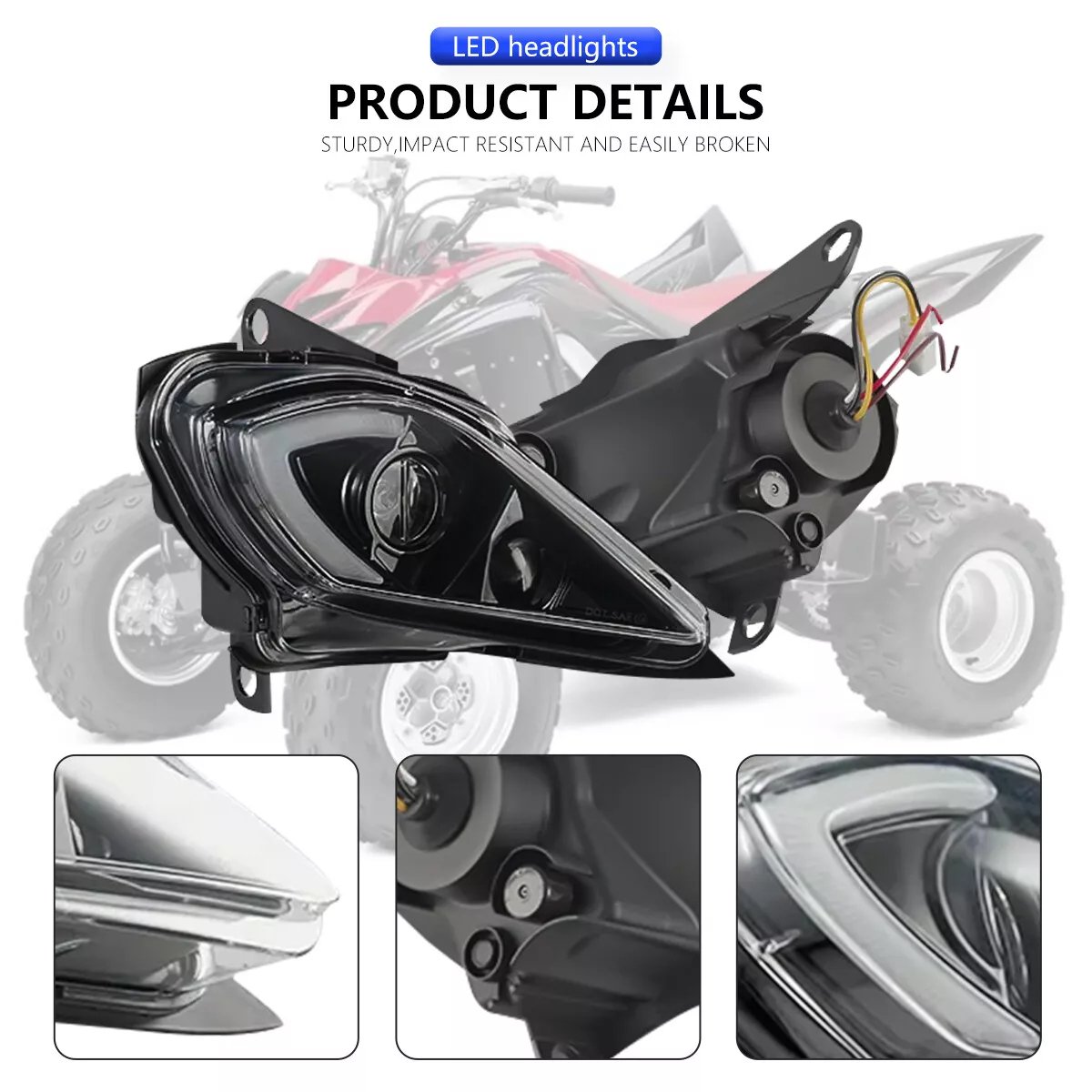 Turn Signal Marking LED Night Light Laser Projector ATV UTV Front LED Lens Headlight Assembly for Yamaha Raptor 700 2006-2022