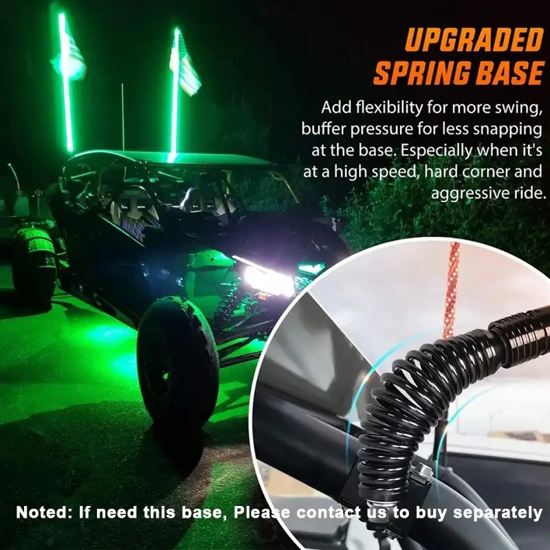 RGB Chasing Flexible 360 Spiral Waterproof Remote Control Buggy Led Whip Light 2 3 4 5 6 Ft for Trailer ATV UTV