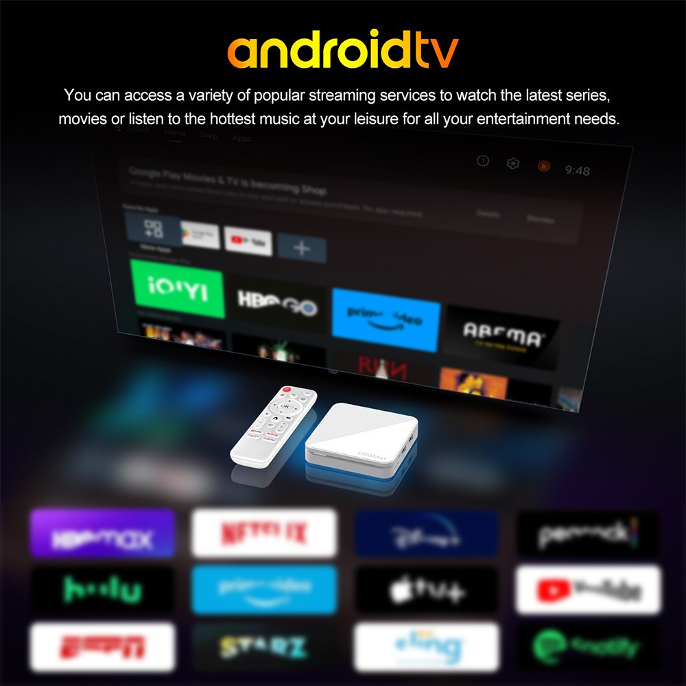 Topleo Certified Android 14 ATV TV Box 8K Quad Core Rockchip 4GB RAM ONN Smart Android TV Box H96 Max H313