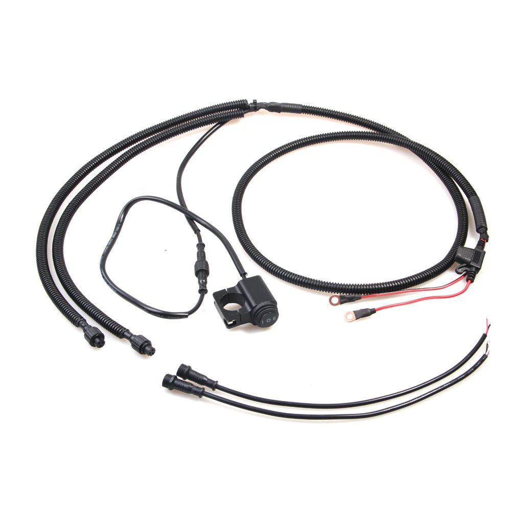 Motorcycle Hi/lo Beam LED Fog Driving Lights Wire Harness Handlebar 12V for 3 Way Switch High Low Beam Auto Headlight ATV Jeep