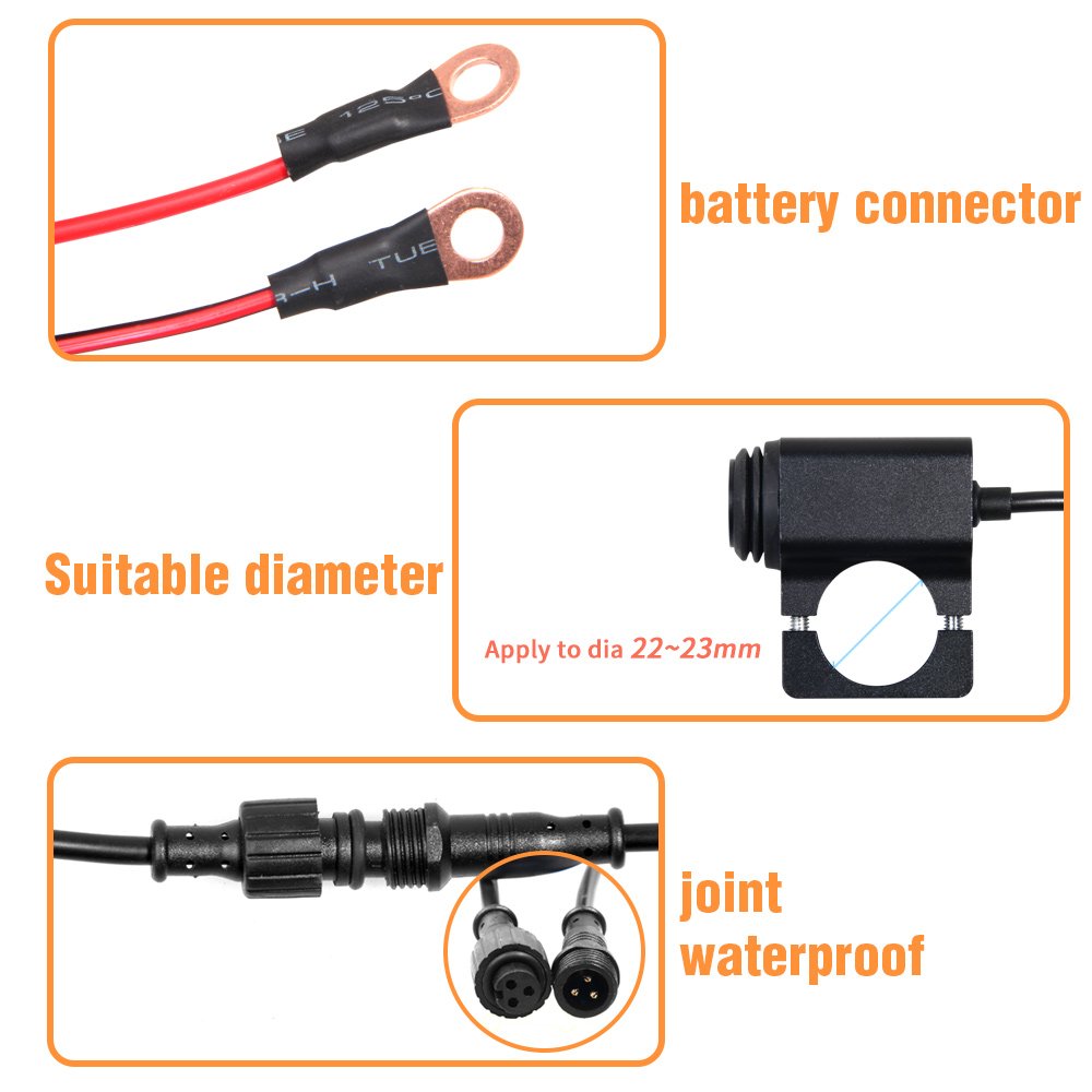 Motorcycle Hi/lo Beam LED Fog Driving Lights Wire Harness Handlebar 12V for 3 Way Switch High Low Beam Auto Headlight ATV Jeep