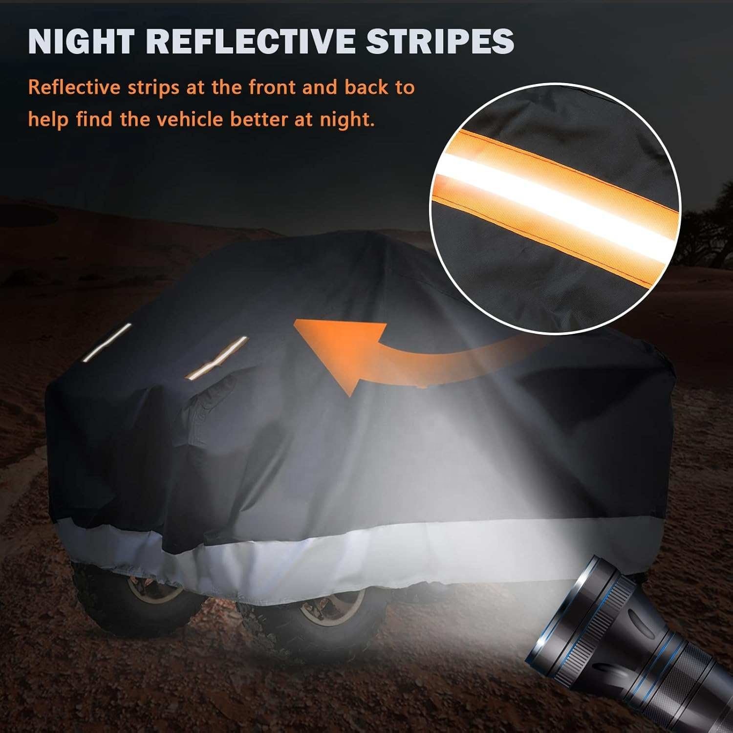 300D Polyester ATV/UTV Protection Cover All Weather Outdoor Storage Quad Cover with Reflective Stripes