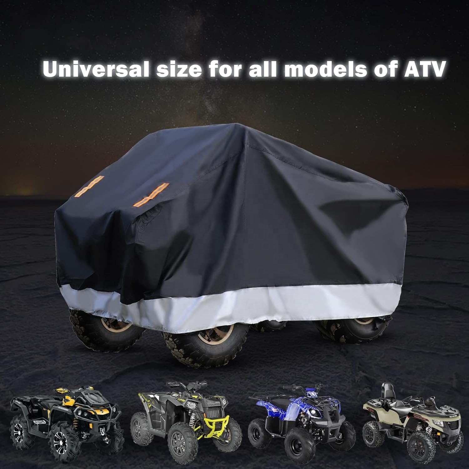 300D Polyester ATV/UTV Protection Cover All Weather Outdoor Storage Quad Cover with Reflective Stripes