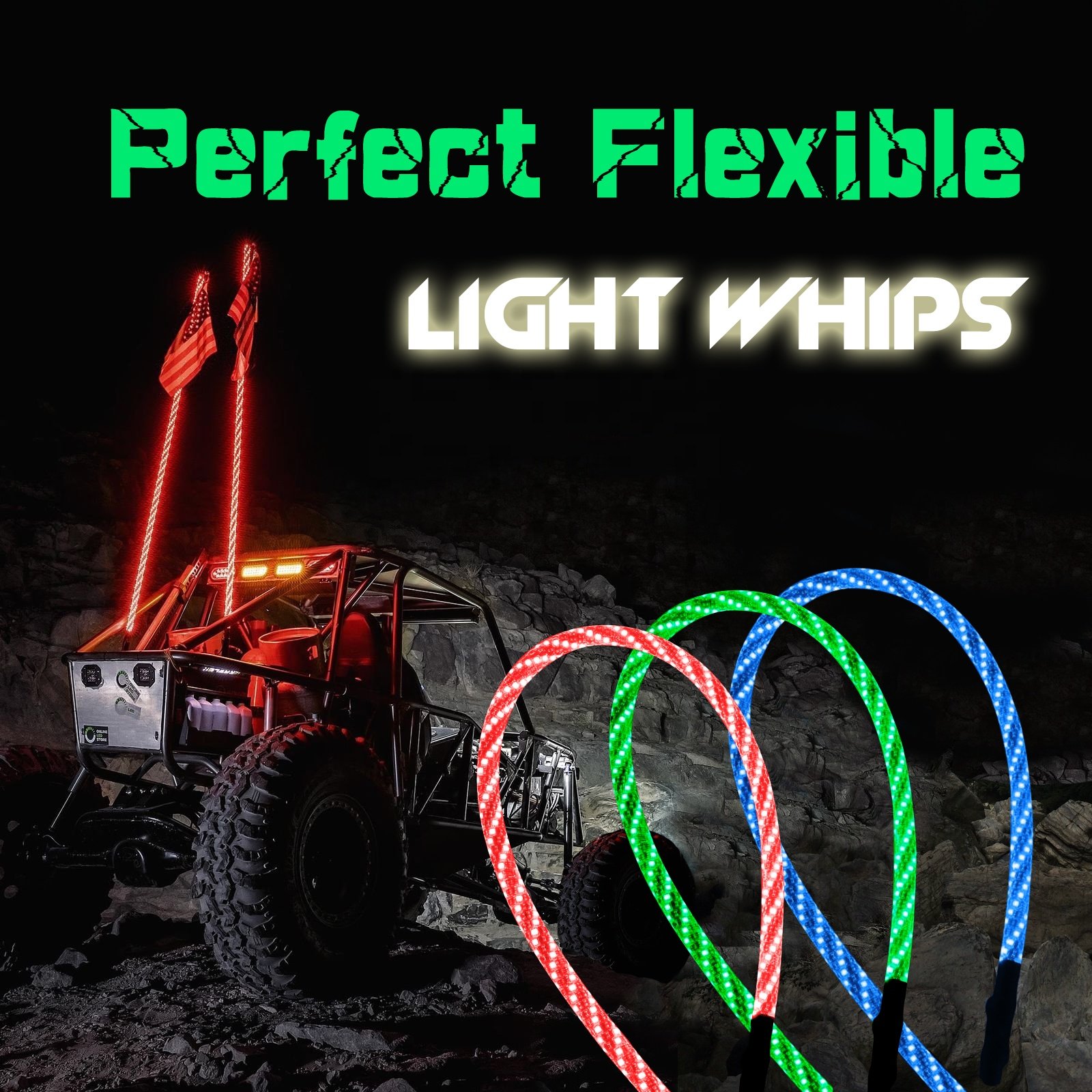 LED Whip Light for ATV/UTV with BMF Whip Brand & Remote Control - Bright & Durable