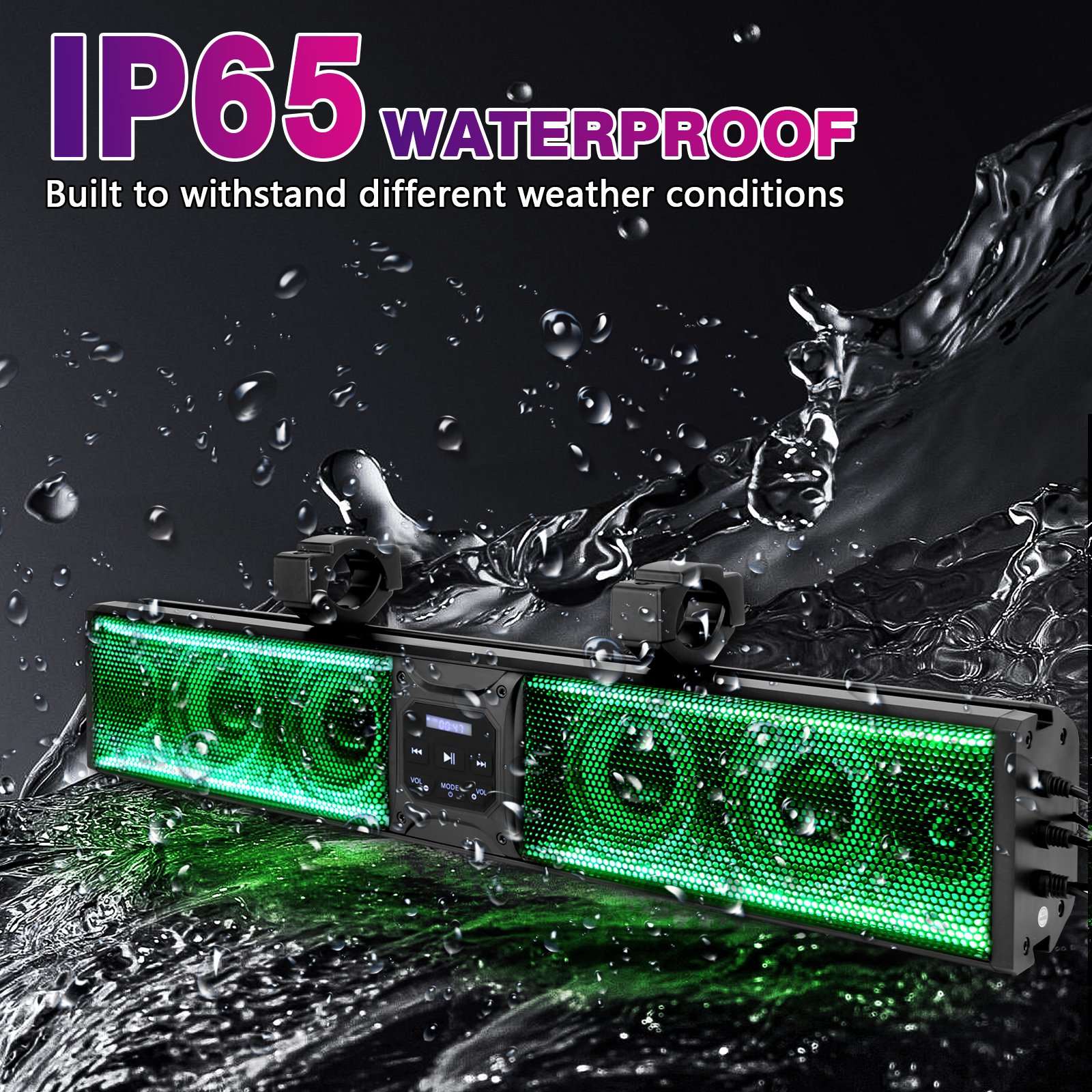 26" ATV UTV Sound Bar RGB COLOR 26 Inch Golf Cart Bluetooth Speaker Synchronize with Music beats