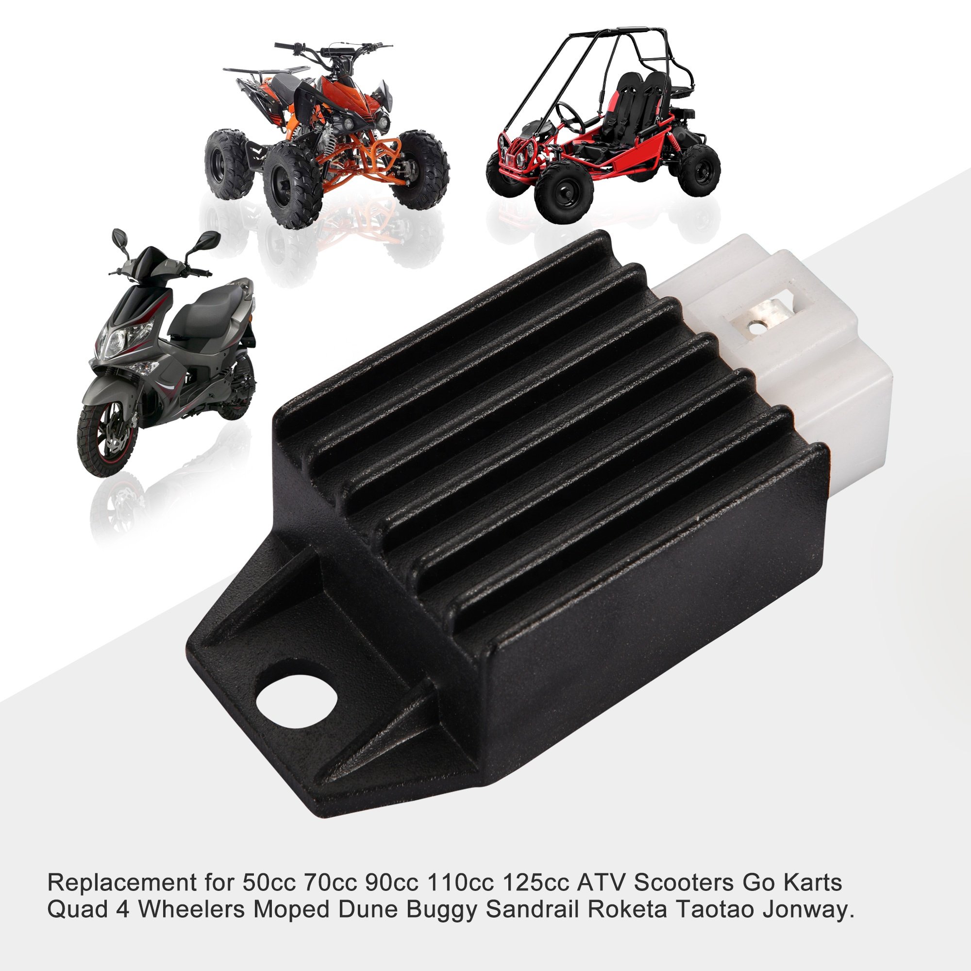 GOOFIT 4 Pin 12V AC Voltage Regulator Rectifier with 4 Wires Replacement for Motorcycle ATV Moped Scooter Go Kart