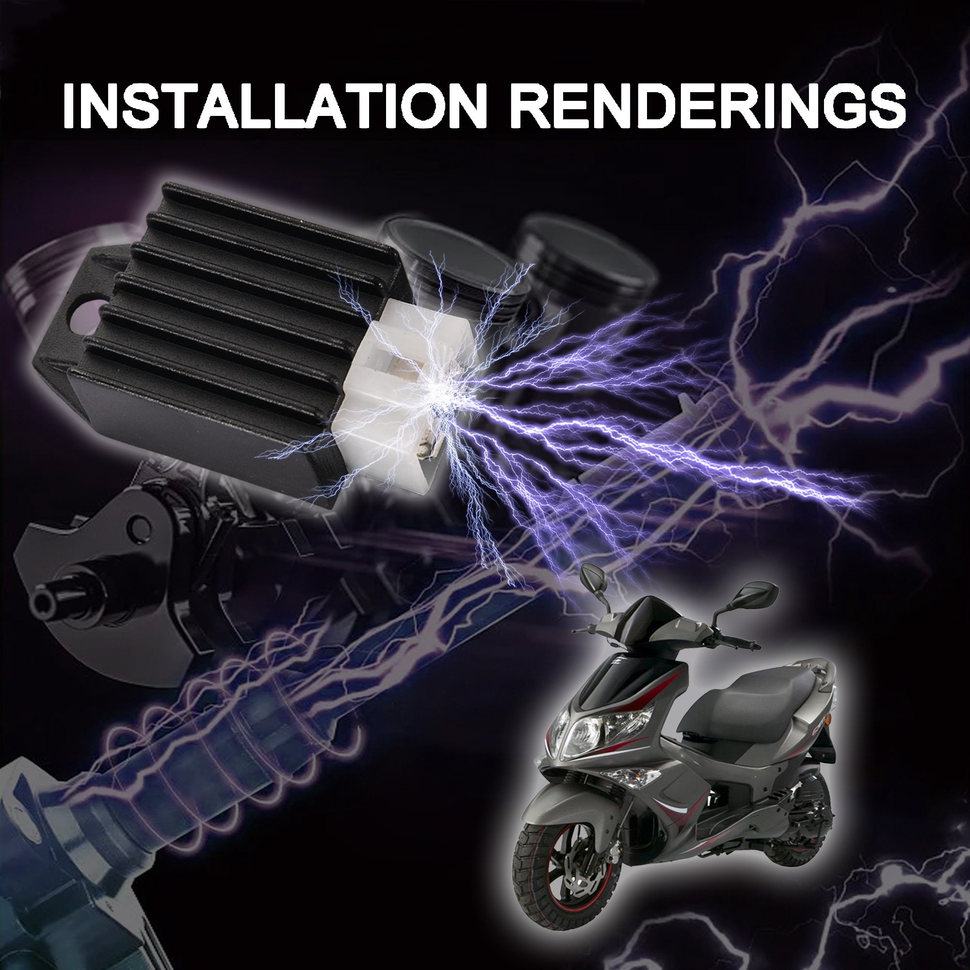 GOOFIT 4 Pin 12V AC Voltage Regulator Rectifier with 4 Wires Replacement for Motorcycle ATV Moped Scooter Go Kart