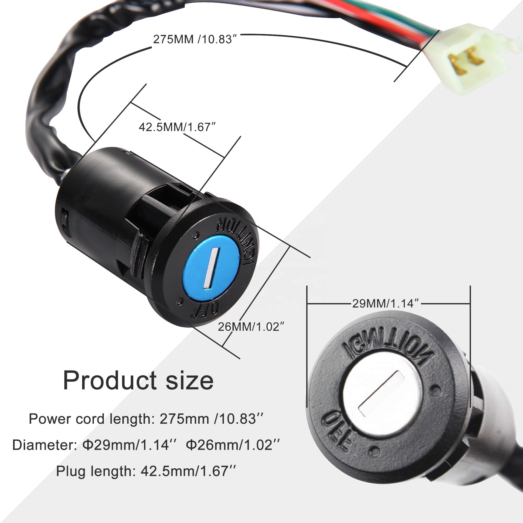 GOOFIT 4Pin Ignition Key Switch Replacement for Chinese Made 50cc 70cc 90cc 110cc 125cc ATV Dirt Bike Pocket Bike