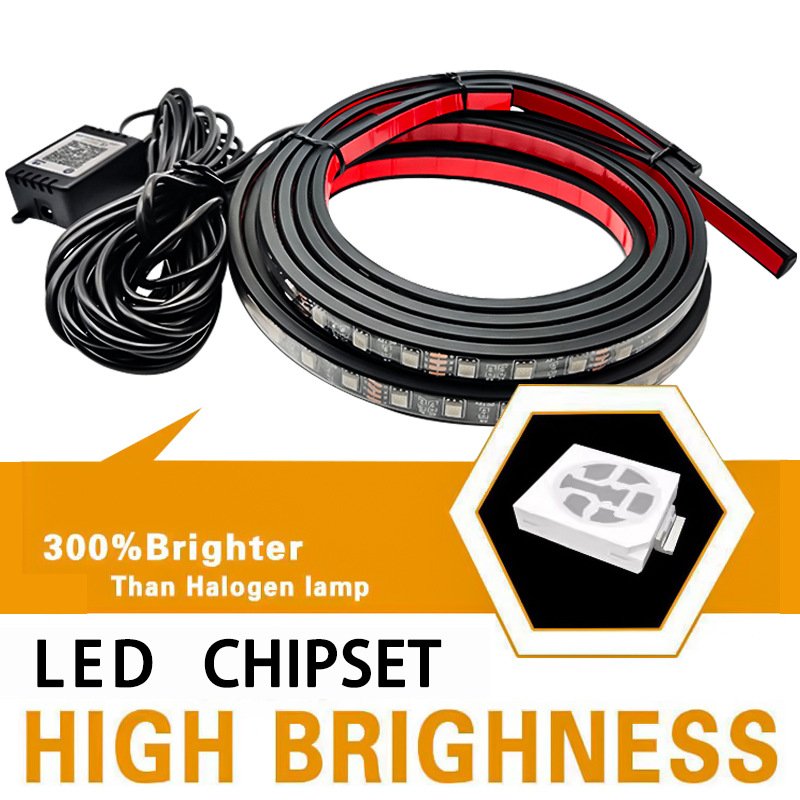 Car Underglow Neon Lights Waterproof 4PCS Kit Multi-Color LED Underbody Strip Light Kit with APP & RF Control Atv Led Light
