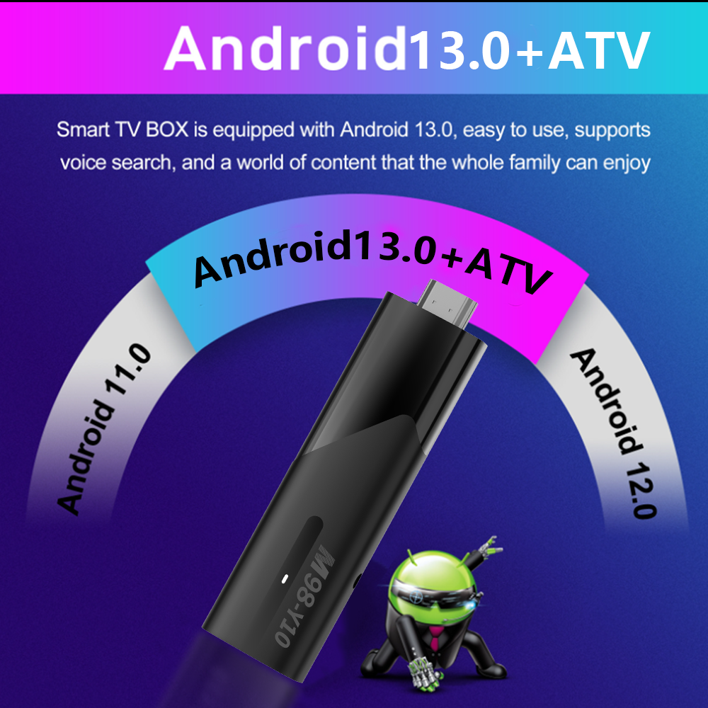 M98 Y10 Tv Stick Android 13.0 ATV TV Box 2.4G +5G Dual Wifi Support BT4.1 Memory 2GB 16GB Fire Tv Stick Media Player