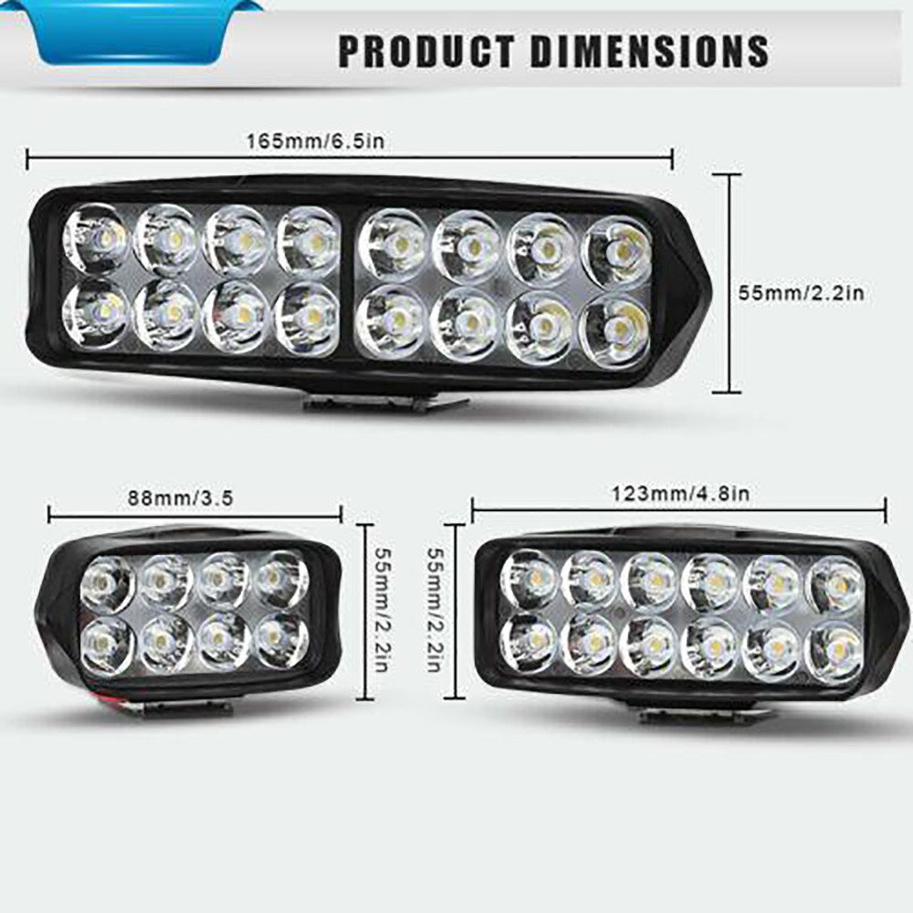 Ruitaisen 16 LED Motorcycle Headlight Auxiliary 12V Scooter ATV Moto Running Lamp Spot Light for Work Running Lighting System
