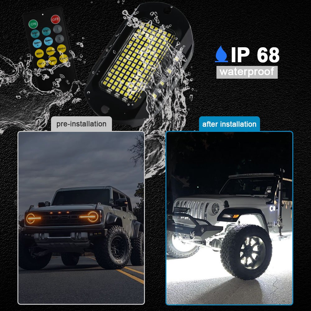 RTS Kingshowstar Newest Factory Lowest Price Upgraded 144 White Upgrade Version Rock Light Kit for Truck Off-road SUV ATV