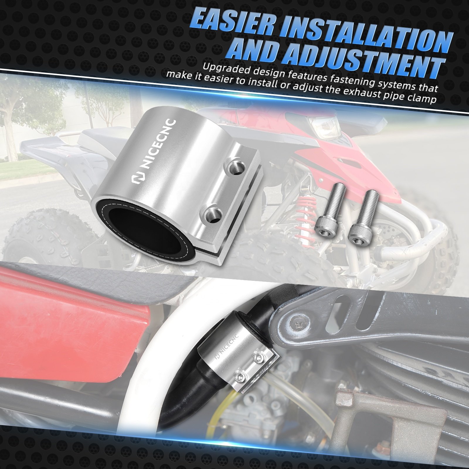 NiceCNC ATV Exhaust Muffler Pipe Clamp Mount Bracket for Yamaha Banshee 350 1987-2004 2005 2006
