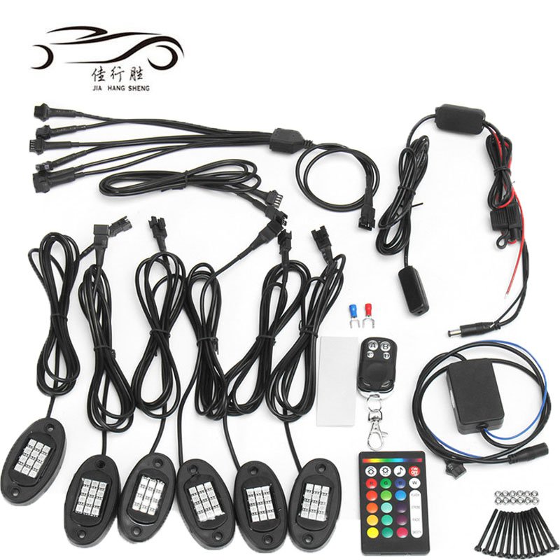 RGB Rock Lights Kit 9 Led 4/6/8/10/12 Pods for Car Jeeps Mini Truck Atv 4x4 Offroad Decorative Underglow Lights Led Rock Light