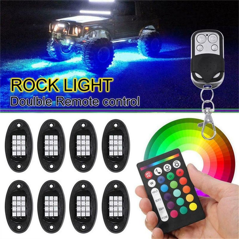 RGB Rock Lights Kit 9 Led 4/6/8/10/12 Pods for Car Jeeps Mini Truck Atv 4x4 Offroad Decorative Underglow Lights Led Rock Light
