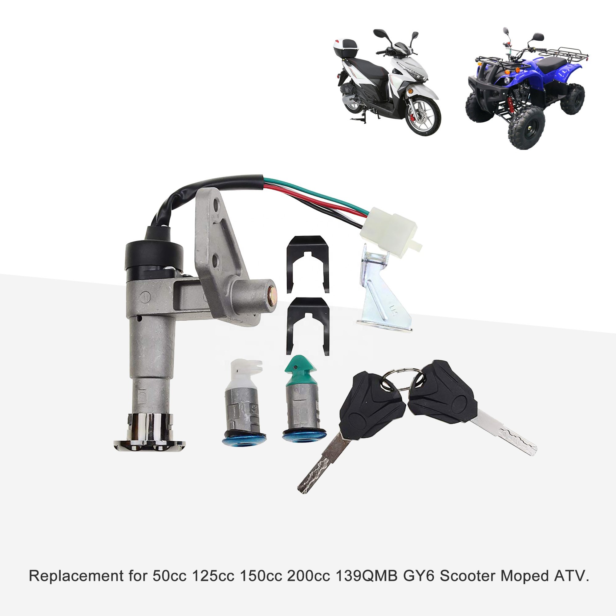 GOOFIT Ignition Switch Key Set Replacement for 125cc 150cc Chinese Scooter Moped