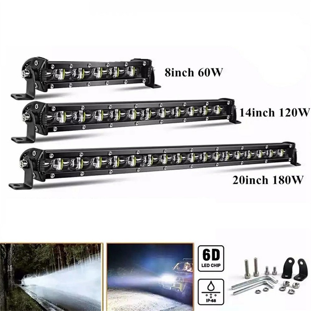 7 Inch 6D 60W LED Light Bar Slim Single Row Beam for Trucks Pickup Car ATV UTV SUV-for Off-Road Use