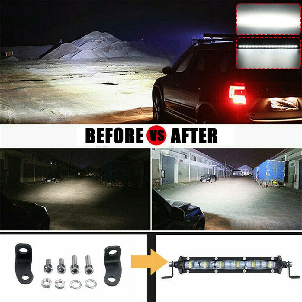 7 Inch 6D 60W LED Light Bar Slim Single Row Beam for Trucks Pickup Car ATV UTV SUV-for Off-Road Use