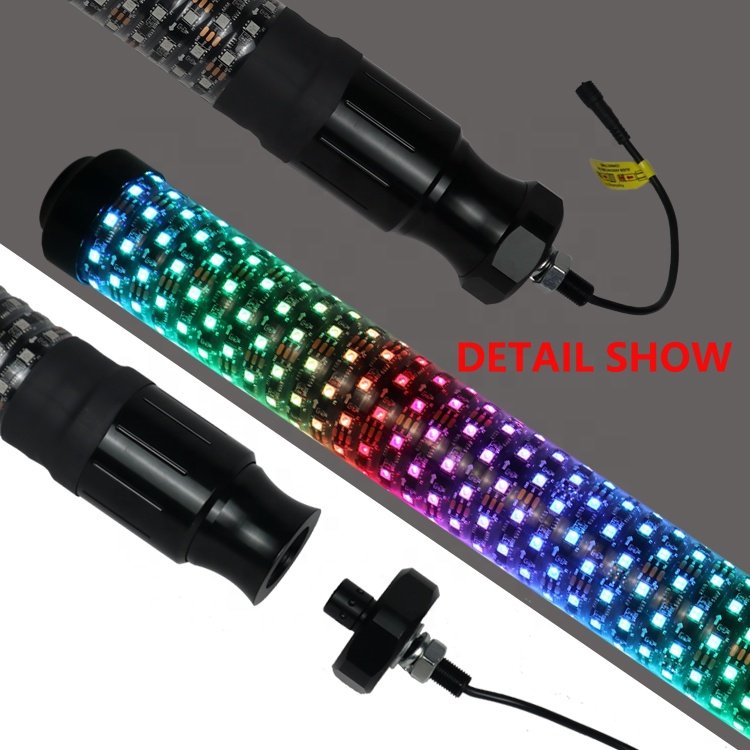 APP Remote Control Brake Turn RGB Sprial Flashing Antena LED 1FT 2FT 3FT Hyper Can Am X3 Maverick Fat Led Whip Lights for RZR