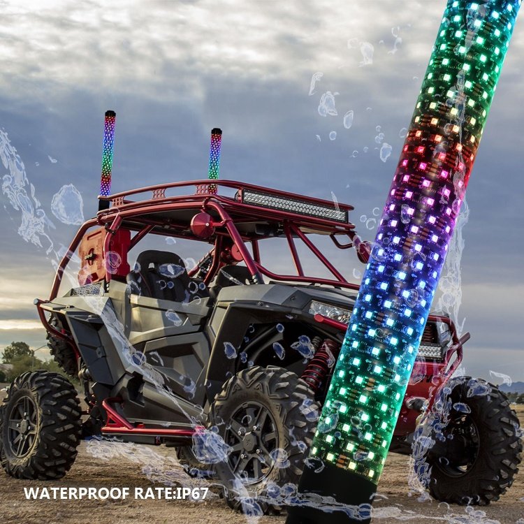 APP Remote Control Brake Turn RGB Sprial Flashing Antena LED 1FT 2FT 3FT Hyper Can Am X3 Maverick Fat Led Whip Lights for RZR