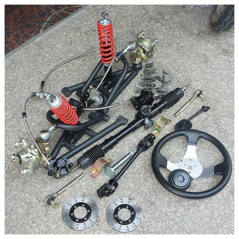 GO KART KARTING UTV Buggy U Joint Tie Rods With Steering Wheel 32cm ATV Steering Gear Rack Pinion