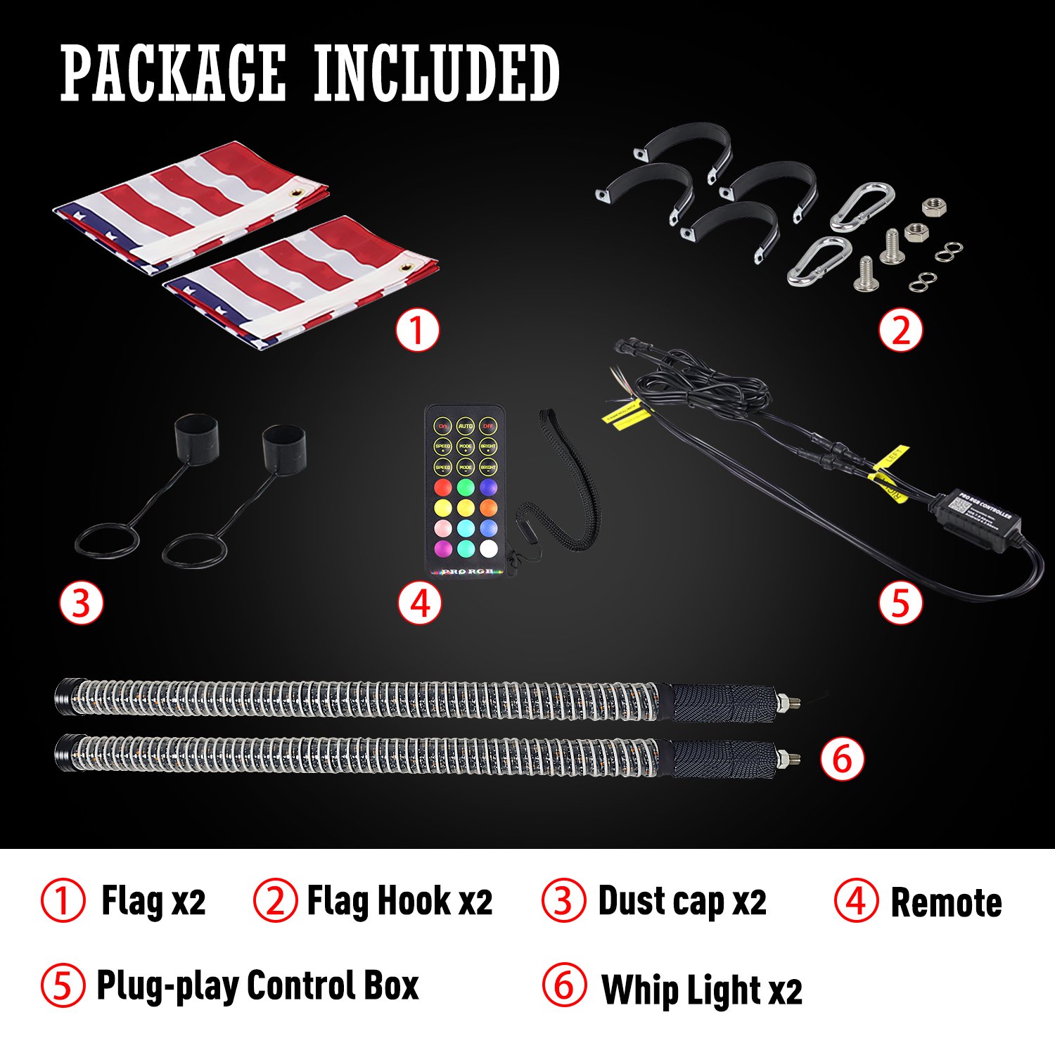 New COB Fat Whip Light Spiral RGB LED Whip Lights with APP&Remote Control,Chasing Lighted Antenna Whip for UTV ATV Can-Am X3