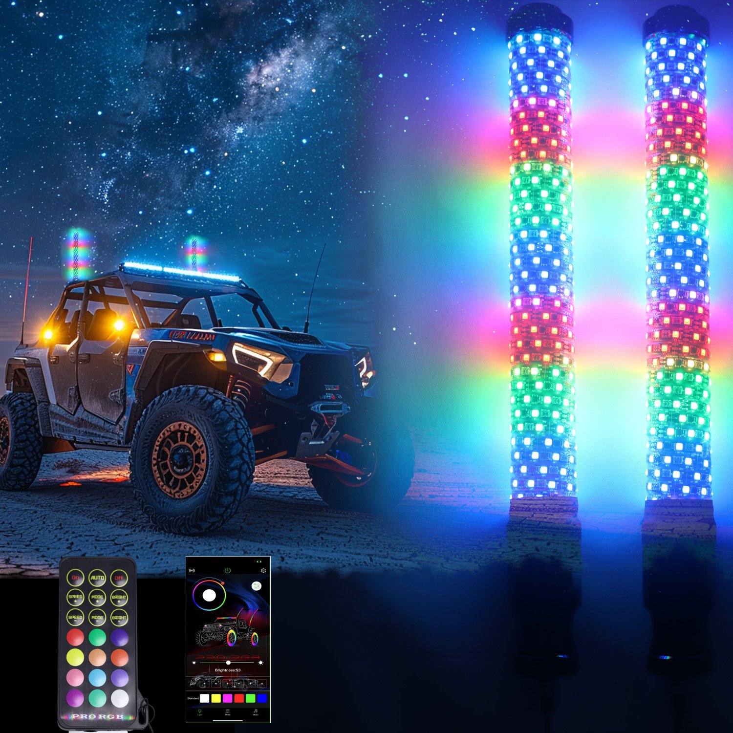 2FT 1FT LED Whip Lights UTV ATV Whips Light Suppliers LED Whips Light for Off-Road Vehicles